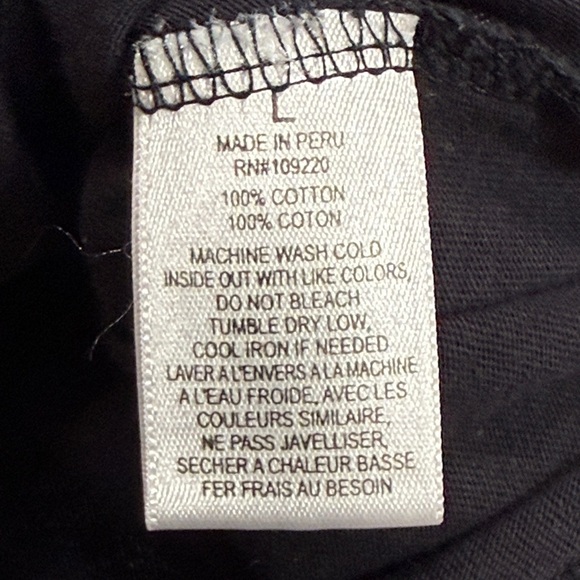 Ben and Lucia Classic Black Long Sleeve Tee SZ L tissue weight Peruvian cotton - Picture 3 of 6